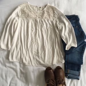 Old Navy Top With Crochet Detail -- Small